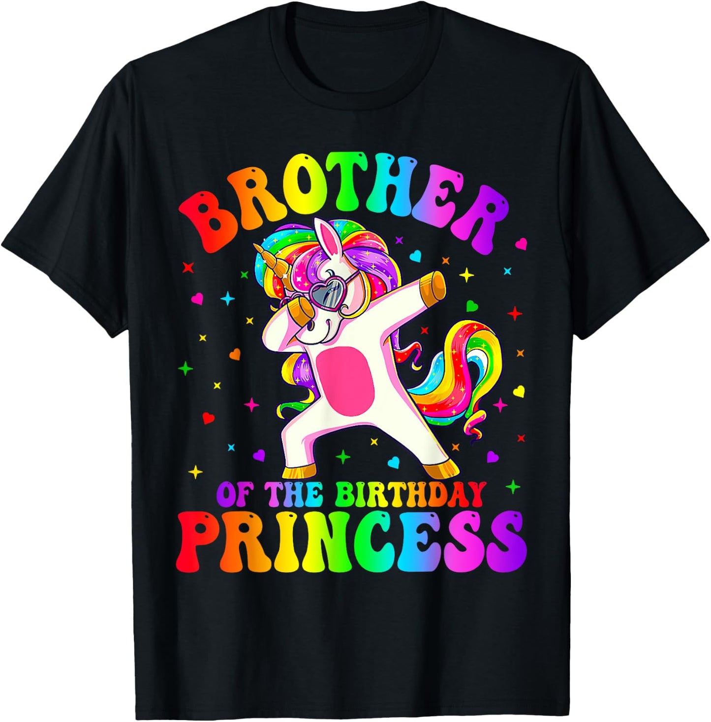 Brother of the Birthday Princess Girl Dabbing Unicorn Funny T-Shirt - T-Shirt | Black