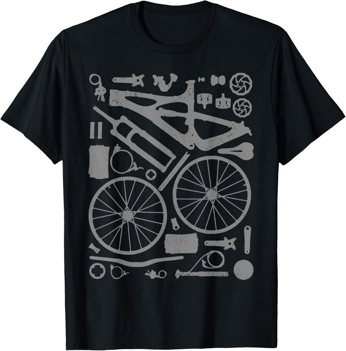 Mountain Bike Parts MTB Bicycle Cycling Downhill Biker T-Shirt - T-Shirt | Black