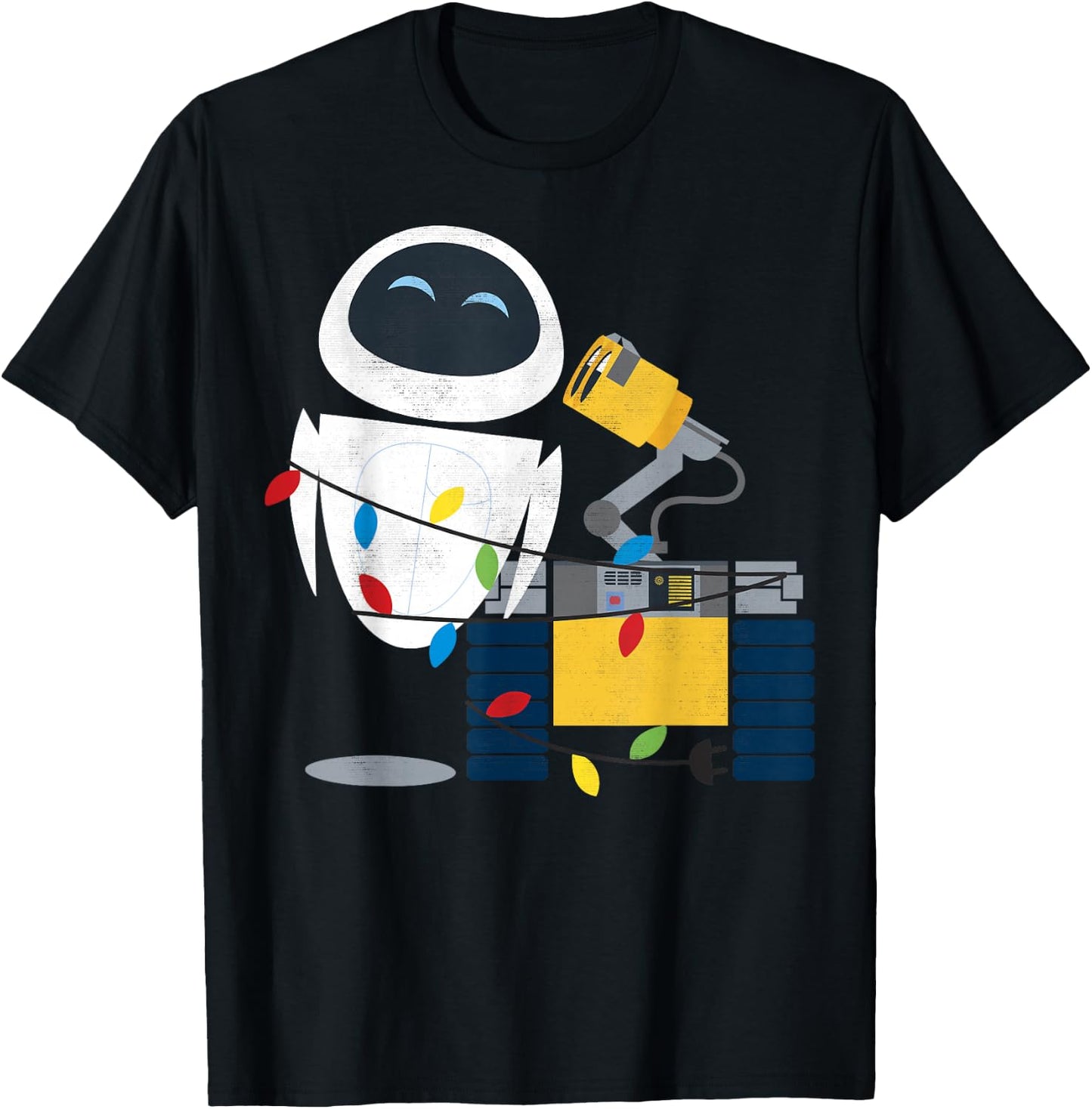 Disney Pixar Wall-E Eve Christmas Light Wrap Graphic Short Sleeve T-Shirt - T-Shirt | Black