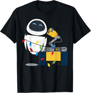Disney Pixar Wall-E Eve Christmas Light Wrap Graphic Short Sleeve T-Shirt - T-Shirt | Black