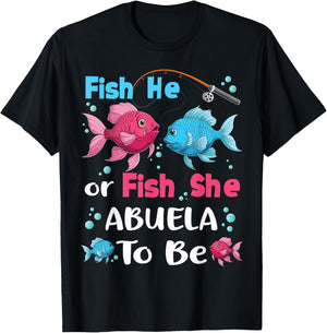 fish he or fish she gender reveal family matching Abuela T-Shirt - T-Shirt | Black