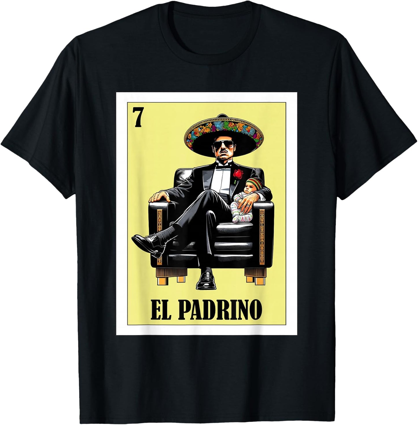 Funny Mexican Baptism Design - El Padrino T-Shirt - T-Shirt | Black