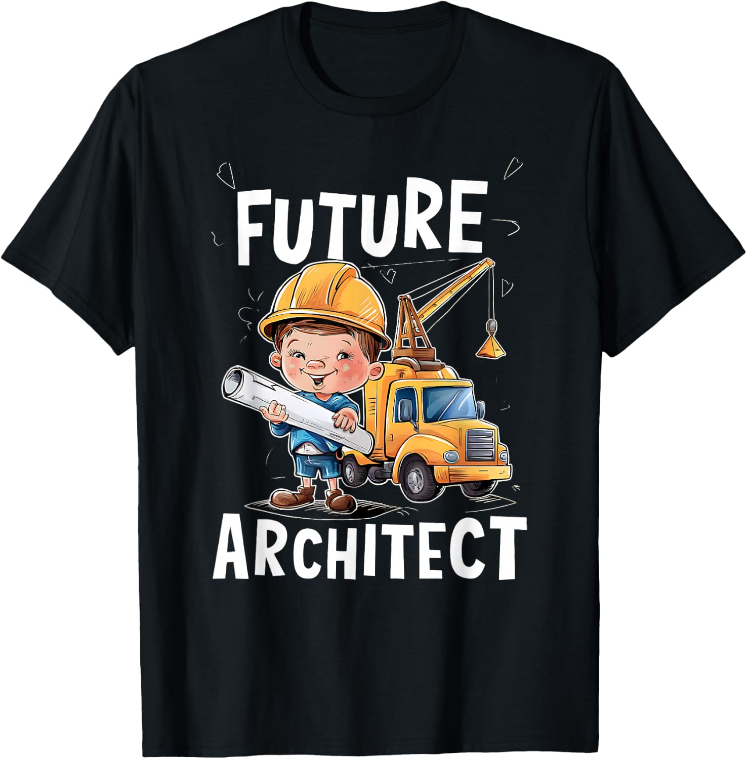 Future Construction Worker With Blueprint T-Shirt - T-Shirt | Black
