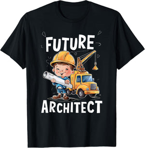 Future Construction Worker With Blueprint T-Shirt - T-Shirt | Black