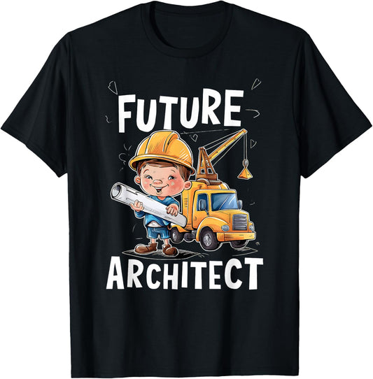 Future Construction Worker With Blueprint T-Shirt - T-Shirt | Black
