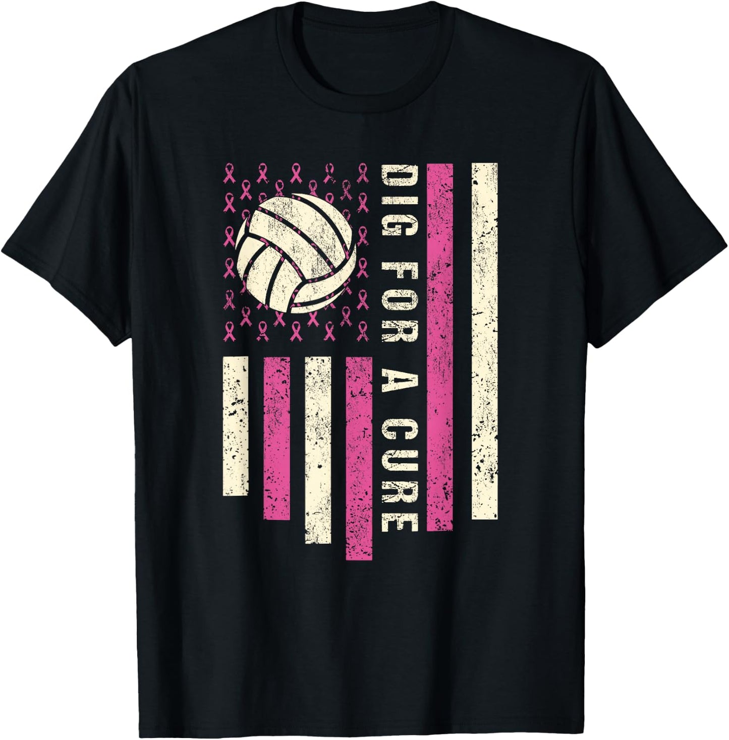 Dig For A Cure Breast Volleyball Pink Volleyball Pink Out T-Shirt - T-Shirt | Black