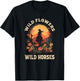 Western Cowgirl Rides Wild Horse Wild Flowers Wild Horses T-Shirt - T-Shirt | Black