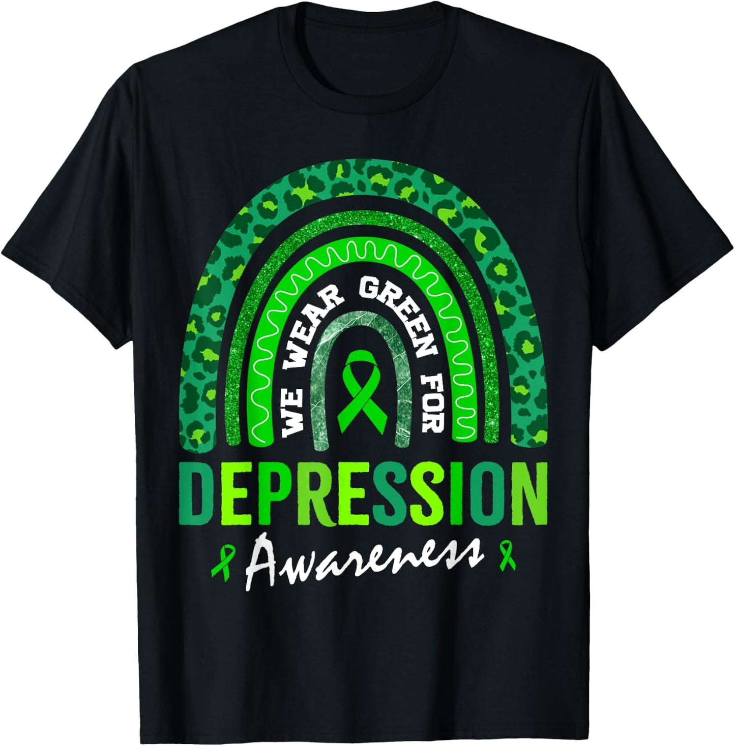 In October We Wear Green for Depression Awareness T-Shirt - T-Shirt | Black