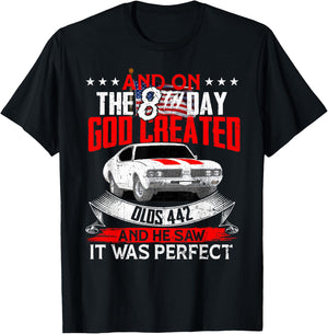 olds 442 On the god muscle car 1964 65 66 67 68 69 70 71 72 T-Shirt - T-Shirt | Black