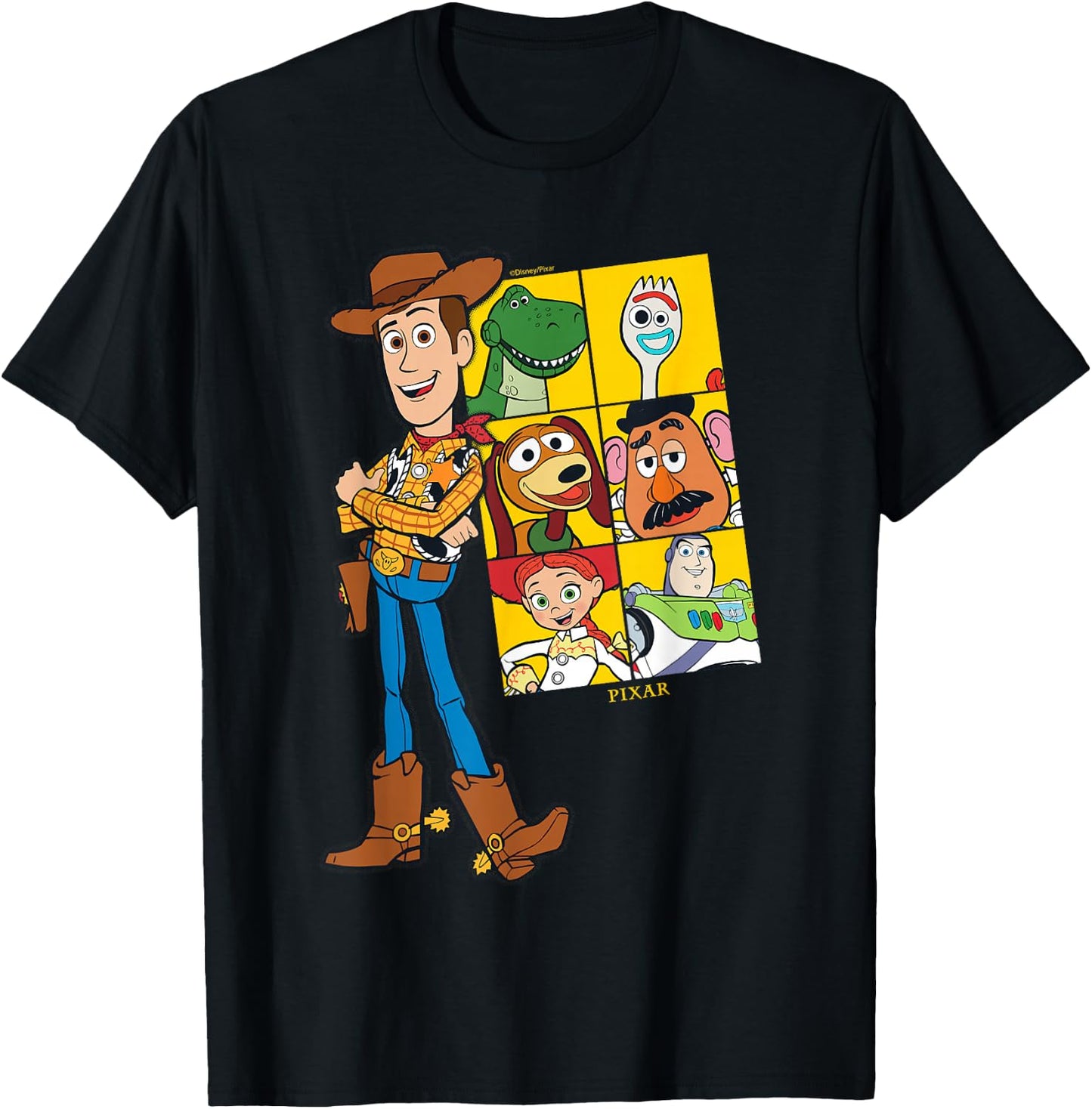 Disney Pixar Toy Story Woody & Friends Grid T-Shirt - T-Shirt | Black