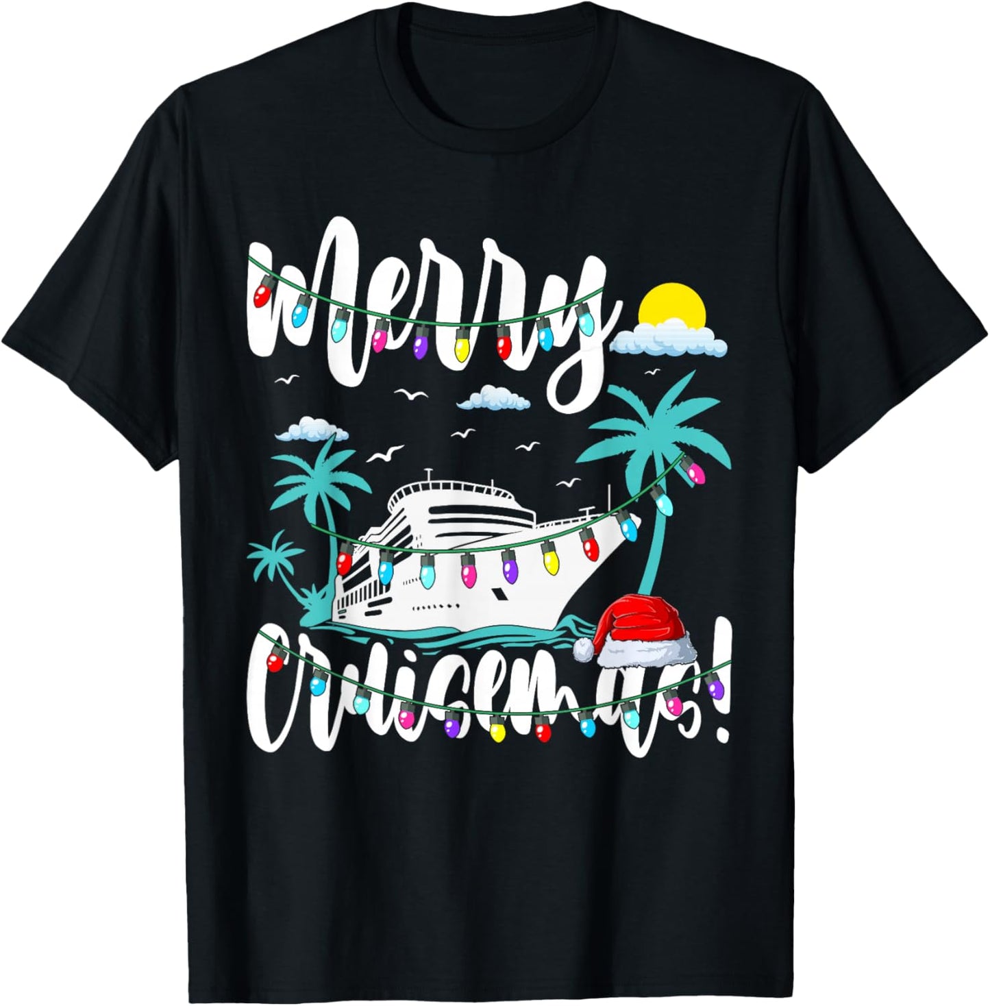 Tropical Heartbeat Christmas Cruise Merry Cruisemas T-Shirt - T-Shirt | Black