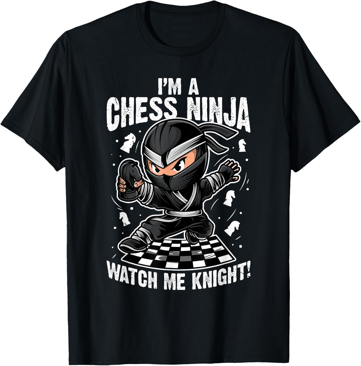 Chess Ninja Knight Funny Gift Chess Players T-Shirt - T-Shirt | Black