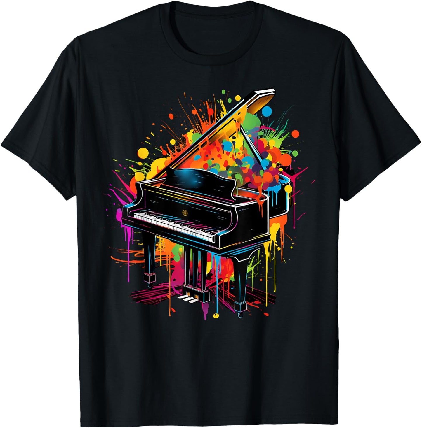 Artistic Colorful Pop Art painted Piano T-Shirt - T-Shirt | Black