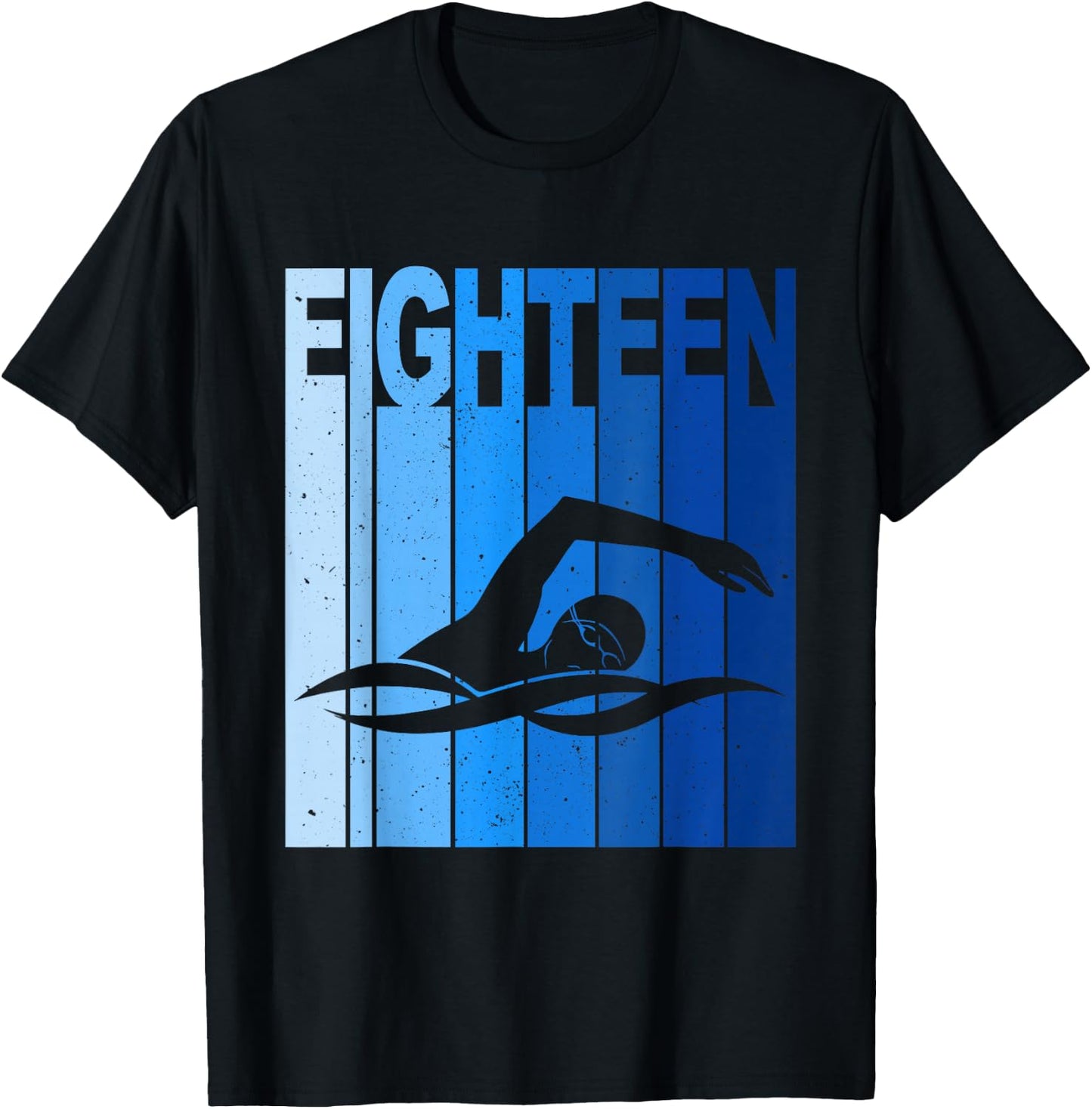 18th Birthday Swimming 18 Year Old Birthday Swimmer T-Shirt - T-Shirt | Black