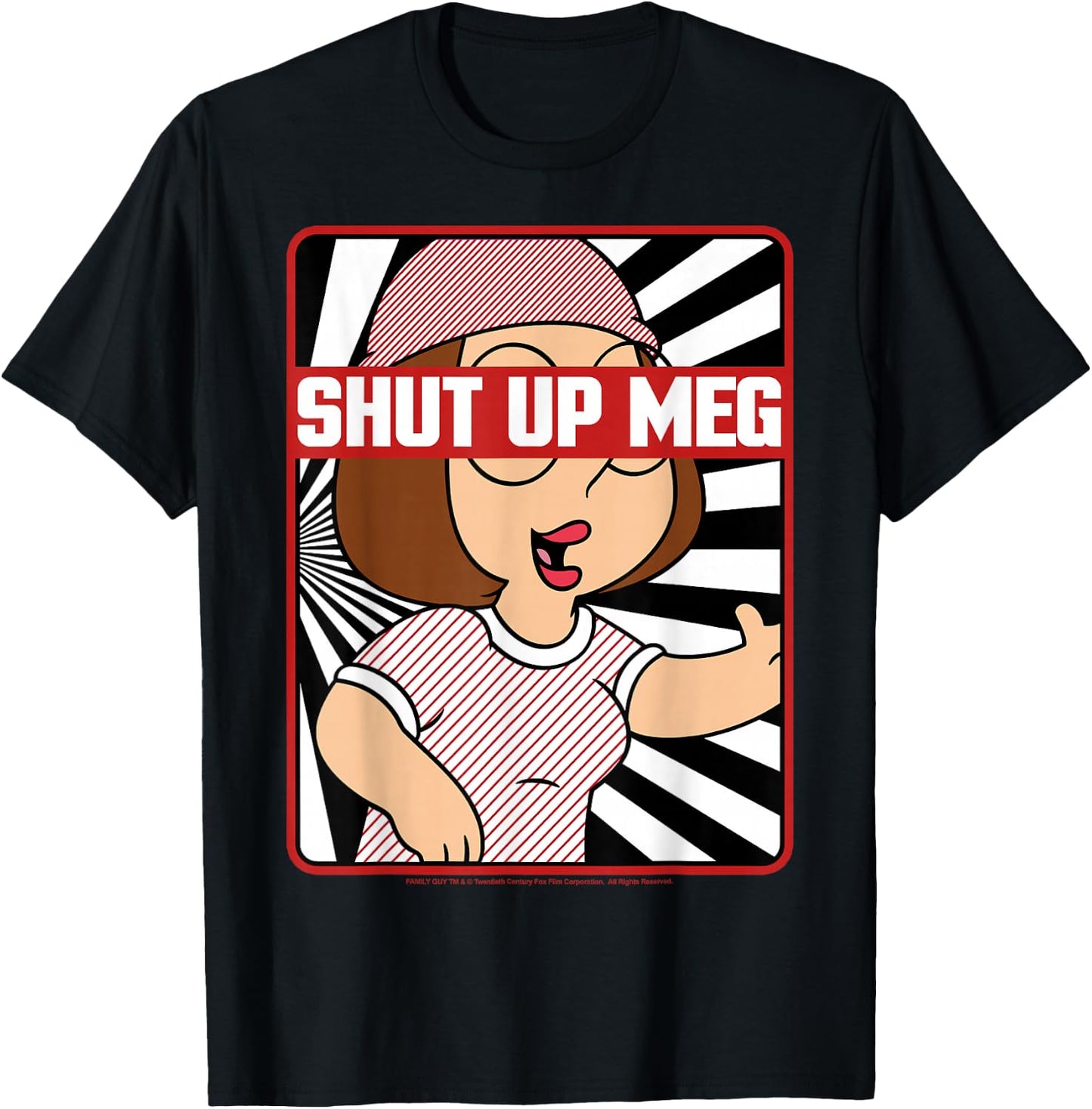 Family Guy Shut Up Meg Censure Big Chest Portrait T-Shirt - T-Shirt | Black