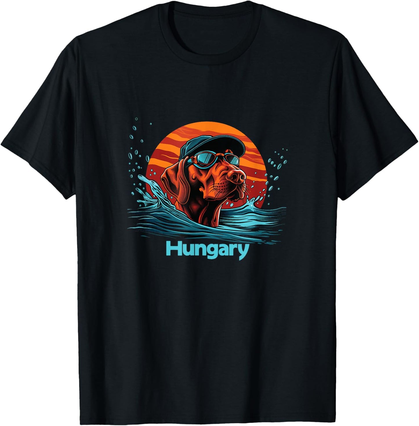 Cool Swimming Vizsla Dog - Hungary Souvenir Men Women Girls Kids T-Shirt - T-Shirt | Black