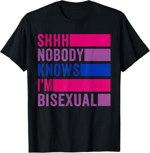 Nobody Knows I'm Bisexual Bi Pride LBGTQ T-Shirt - T-Shirt | Black