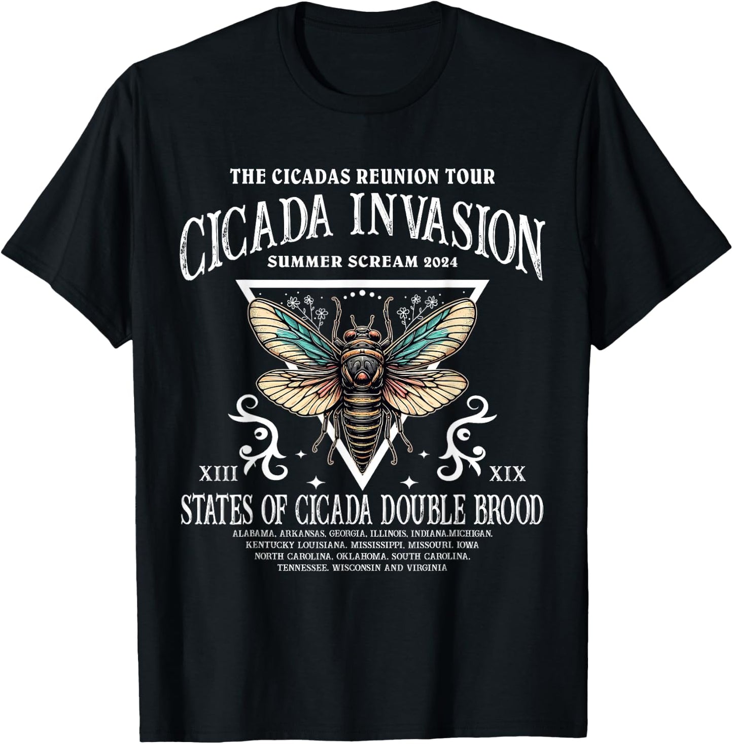 Cicadas Reunion Tour: Cicadas Invasion Summer Scream 2024 T-Shirt - T-Shirt | Black