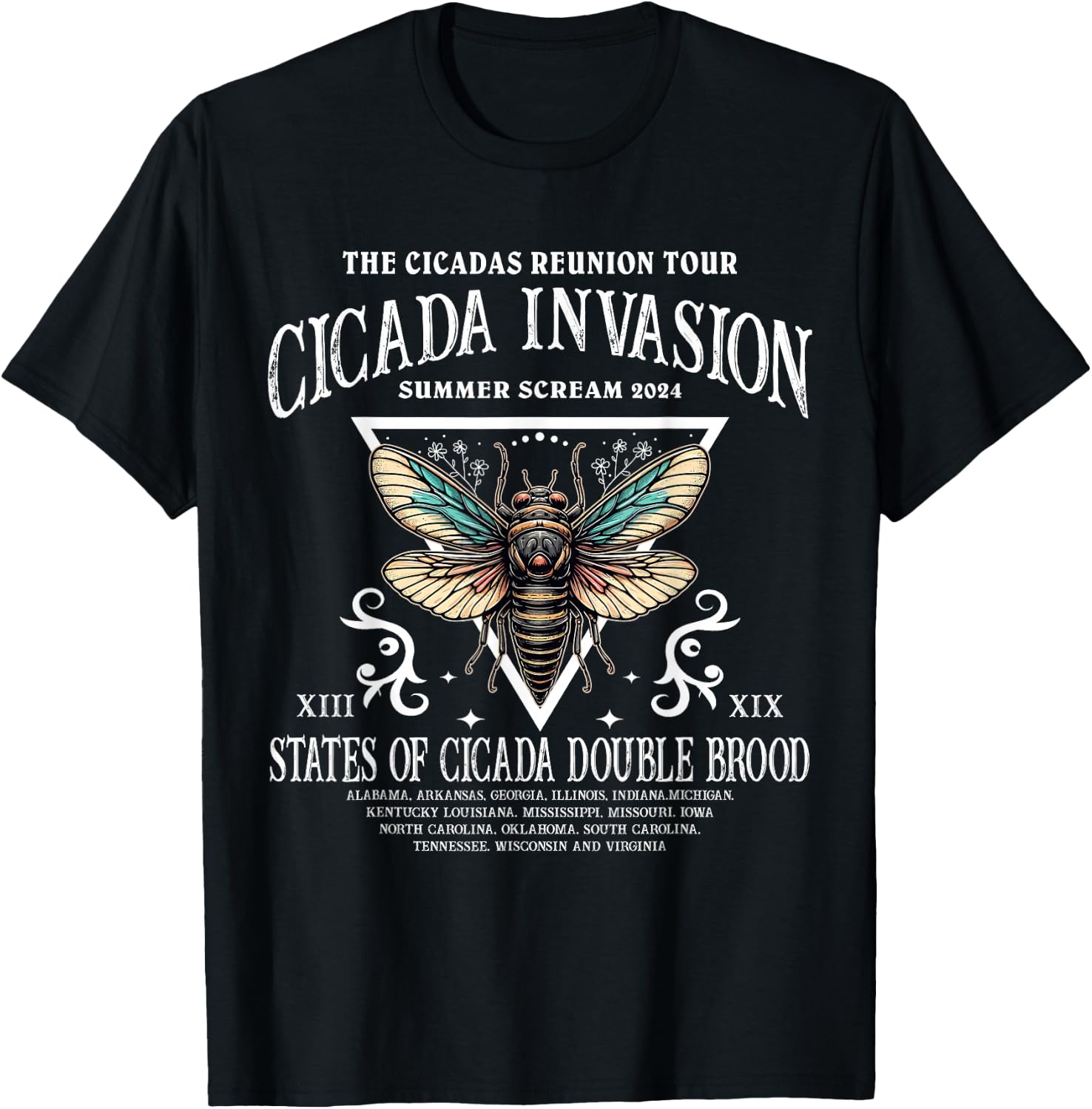 Cicadas Reunion Tour: Cicadas Invasion Summer Scream 2024 T-Shirt - T-Shirt | Black