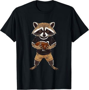 Raccoon Dressed as American Football Player Quarterback T-Shirt - T-Shirt | Black