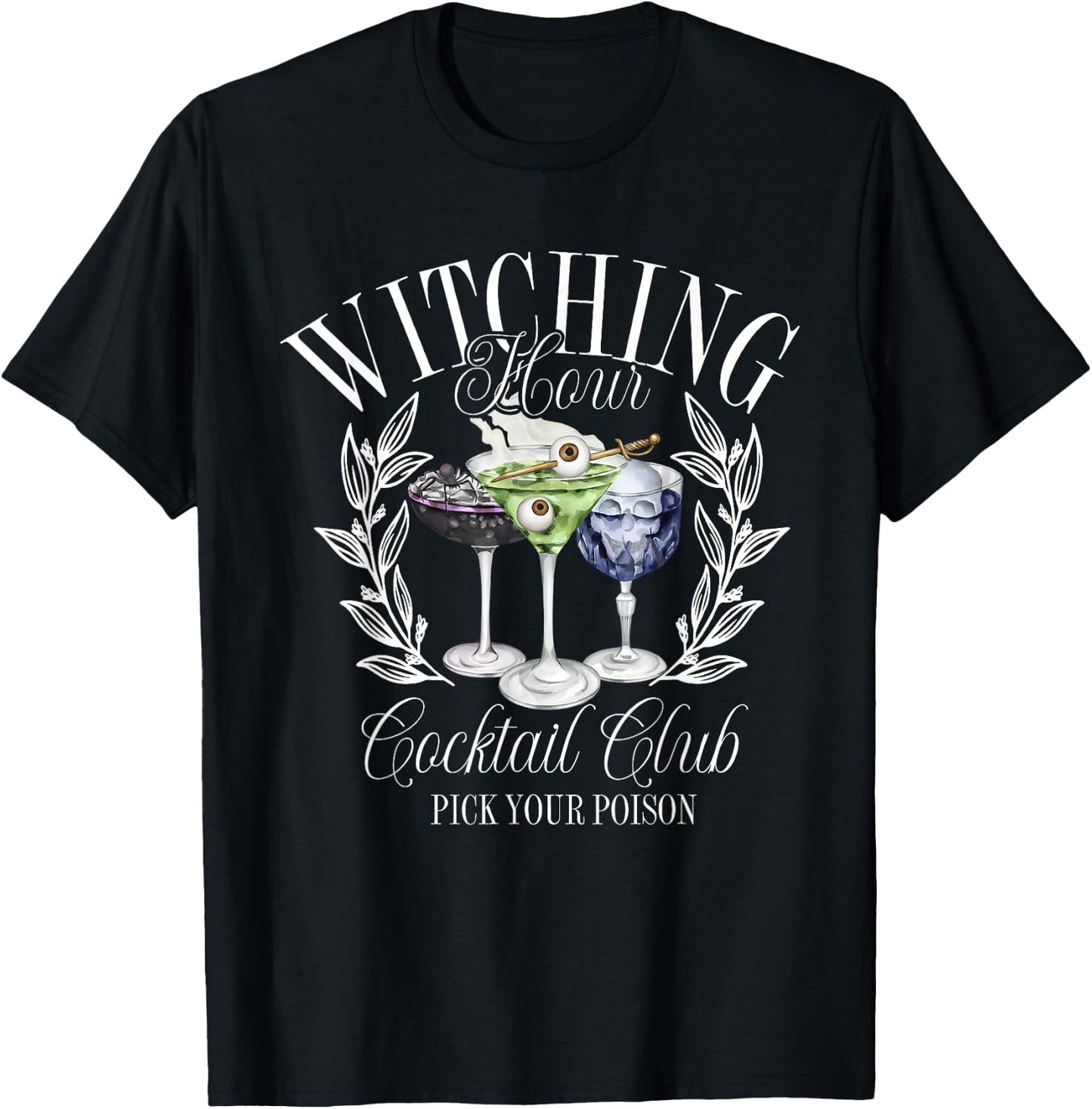 Classic Witching Hour Cocktail Club Spooky Halloween Season T-Shirt - T-Shirt | Black