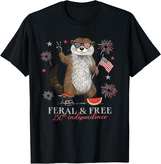 Feral and Free Otter T-Shirt - T-Shirt | Black