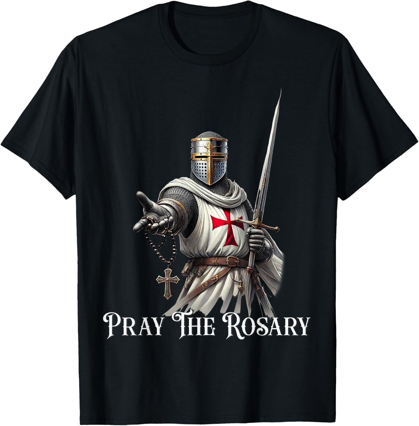 Catholic Knight Templar Latin Crusader Cross T-Shirt - T-Shirt | Black