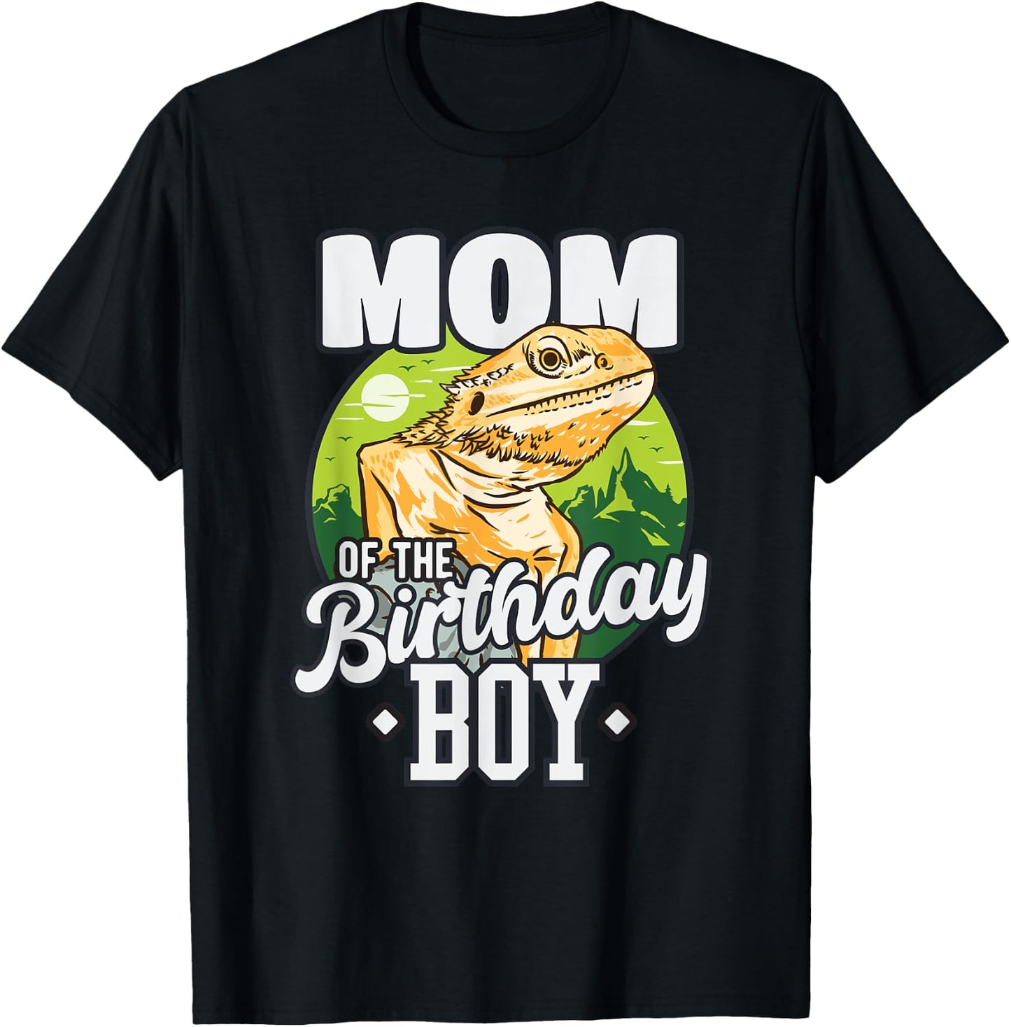 Mom of Birthday Boy Bearded Dragon Birthday Party T-Shirt - T-Shirt | Black
