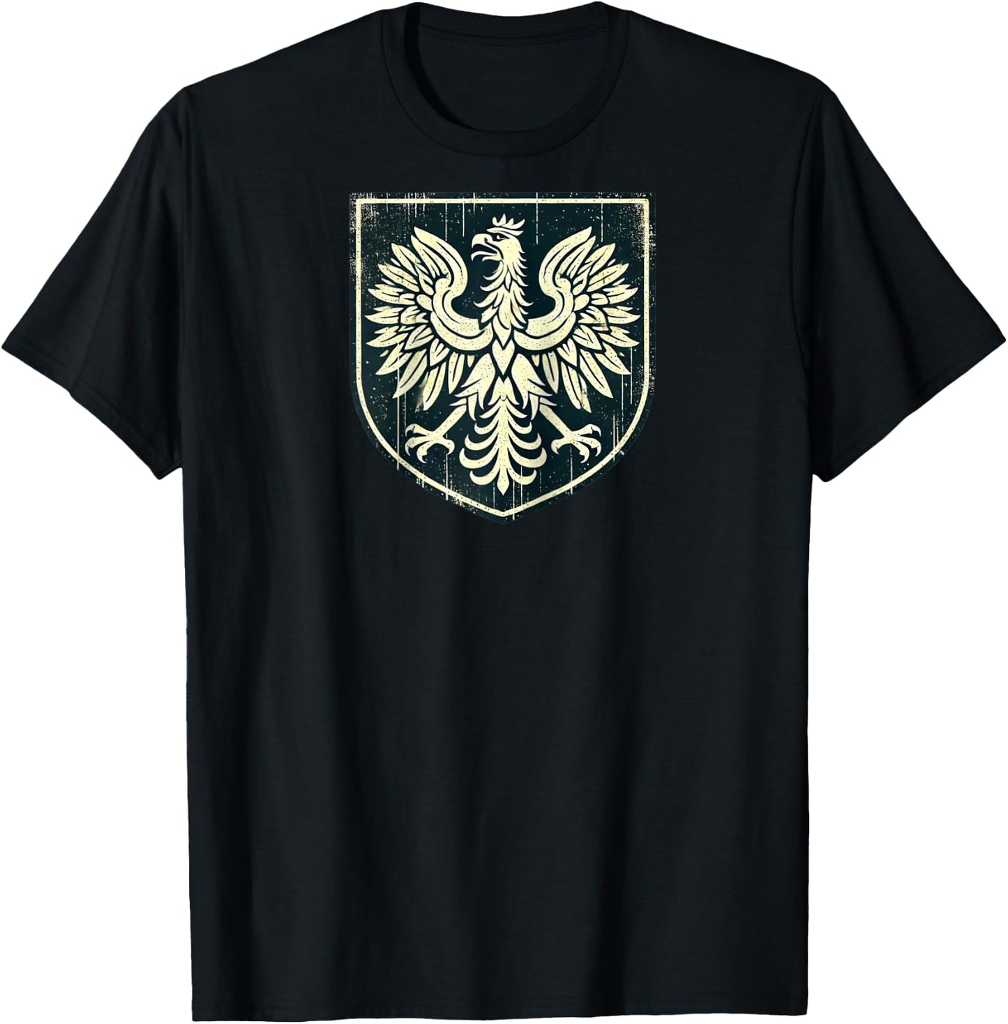 Vintage Polish Eagle, Retro Polish Falcon, Polish History Raglan Baseball T-Shirt - T-Shirt | Black