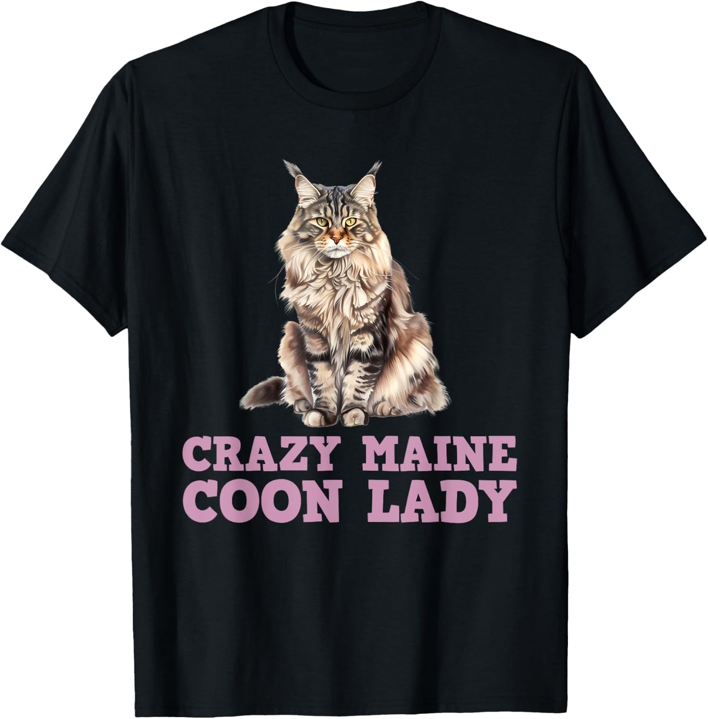 Maine Coon Mama CRAZY MAINE COON LADY Funny Women T-Shirt - T-Shirt | Black