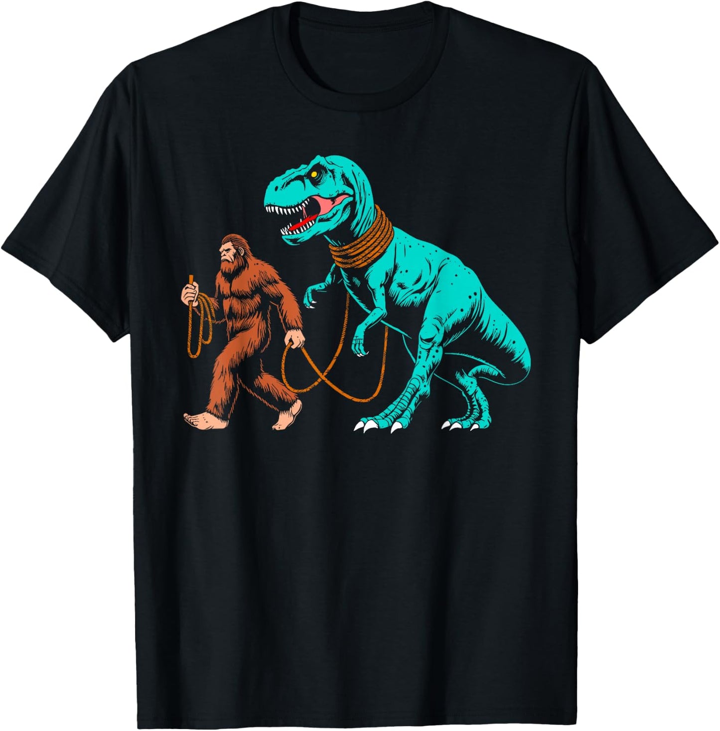 Bigfoot walking the dinosaur sasquatch Walk t rex kids boys T-Shirt - T-Shirt | Black