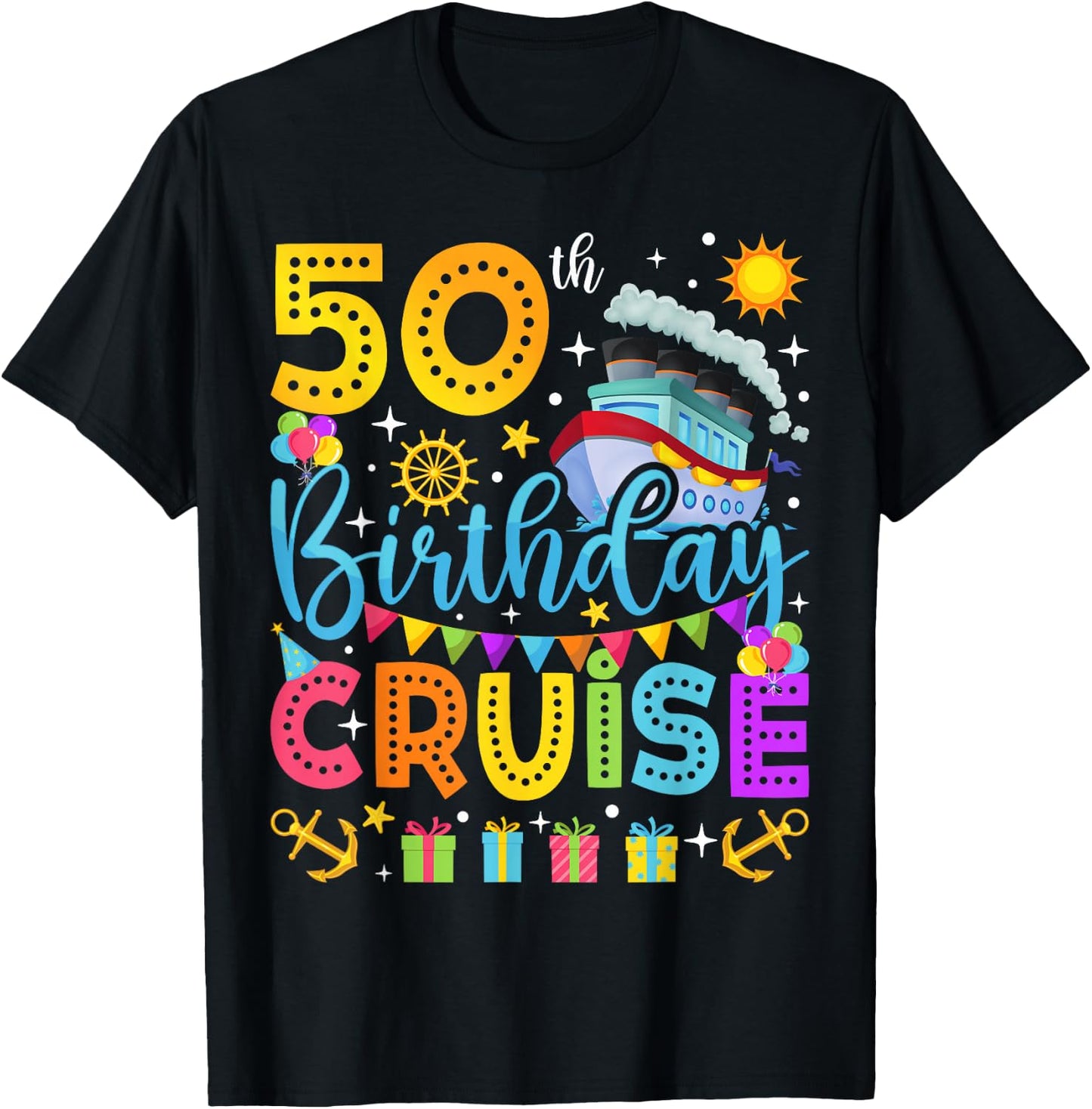 50th Birthday Cruise Cruising Lover 50 Years Old Bday Party T-Shirt - T-Shirt | Black