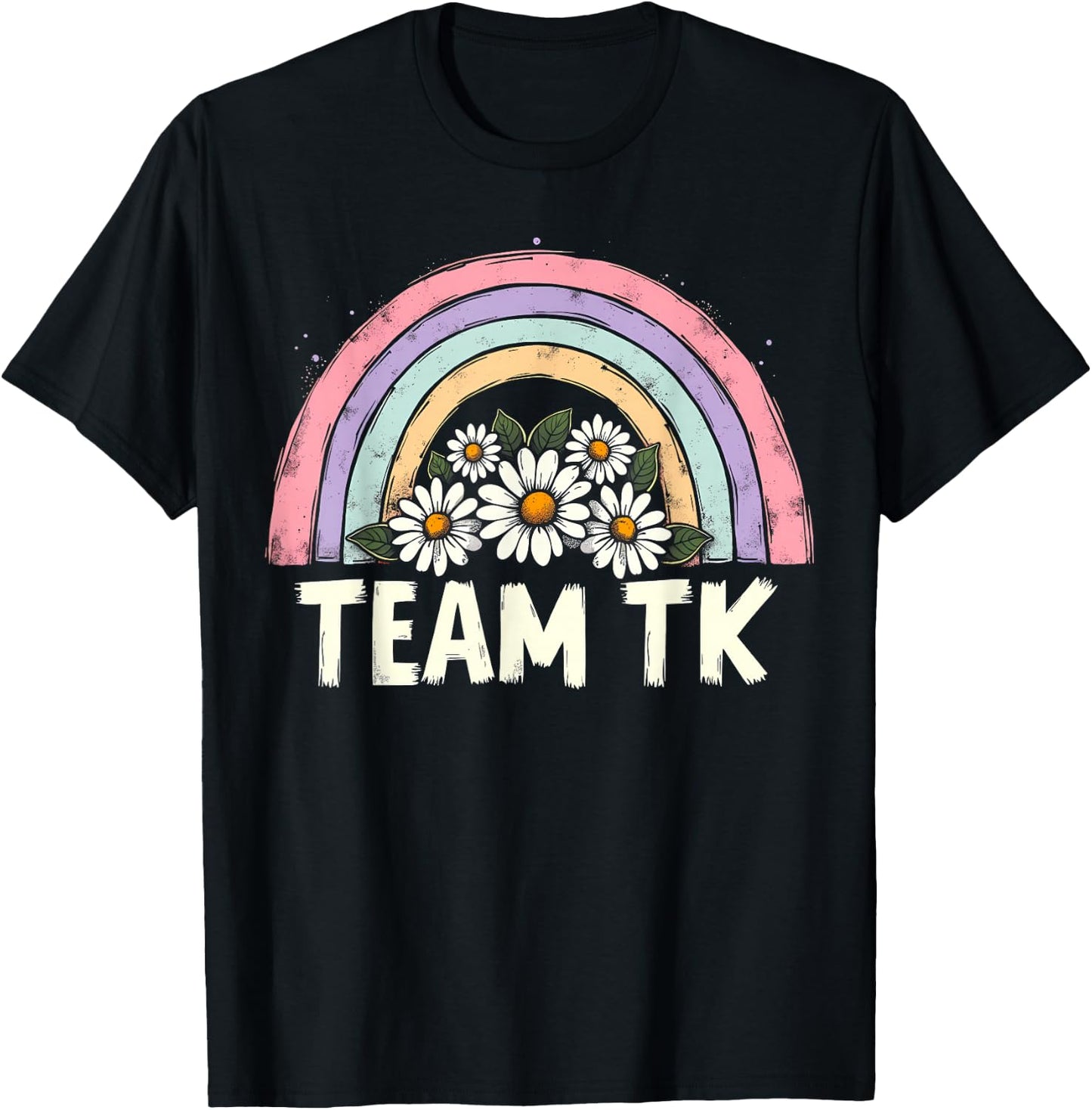 Team TK Retro Teacher Daisy Colorful - TK School Back Design T-Shirt - T-Shirt | Black