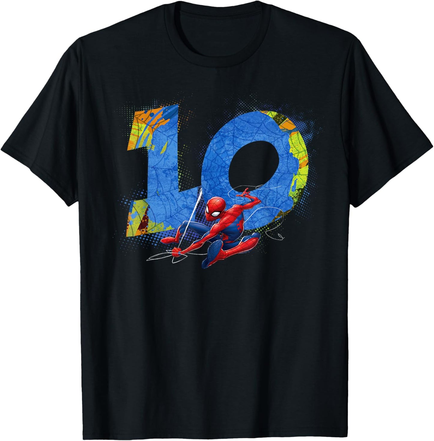 Marvel Super Heroes Spider-Man 10 Year Old Tenth Birthday T-Shirt - T-Shirt | Black