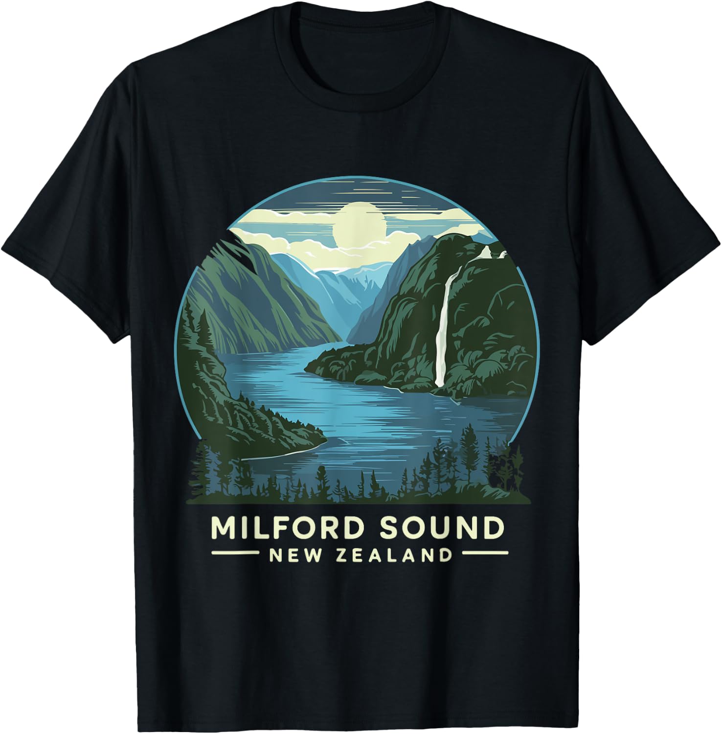 New Zealand Milford Sound Hiking Costume Fjord Hike T-Shirt - T-Shirt | Black