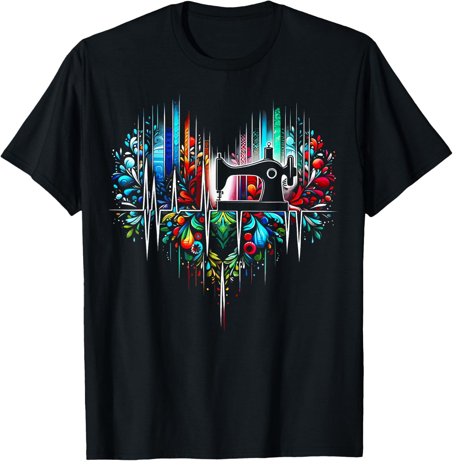 Sewing is My Heart Funny Quilting Sewing Fabric T-Shirt - T-Shirt | Black