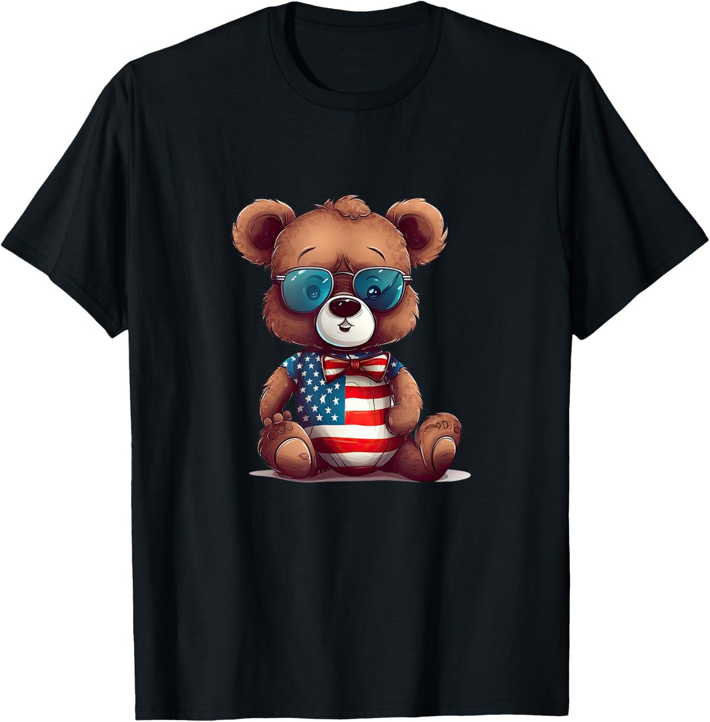 Memorial Day, Veterans day, 4th of July patriotic bear T-Shirt - T-Shirt | Black