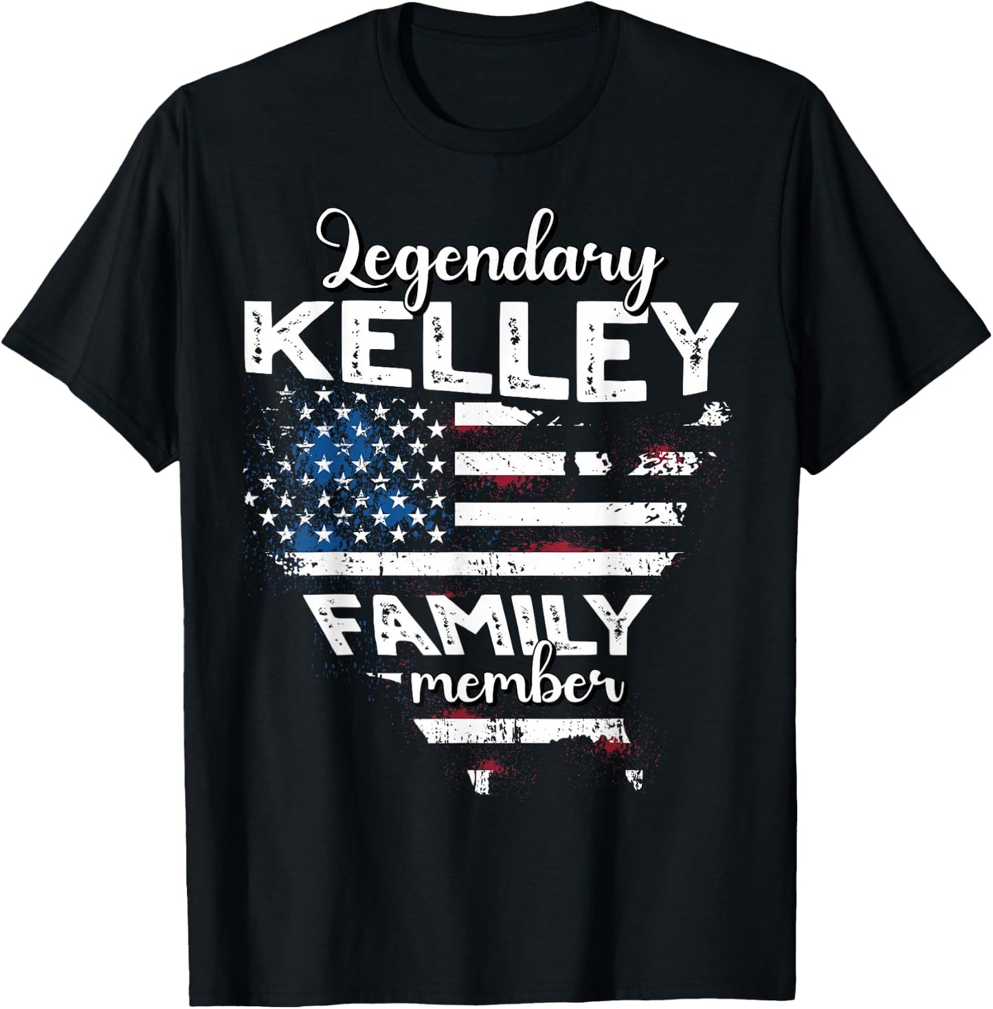 Surname Kelley US Flag Kelley Last Name Kelley T-Shirt - T-Shirt | Black