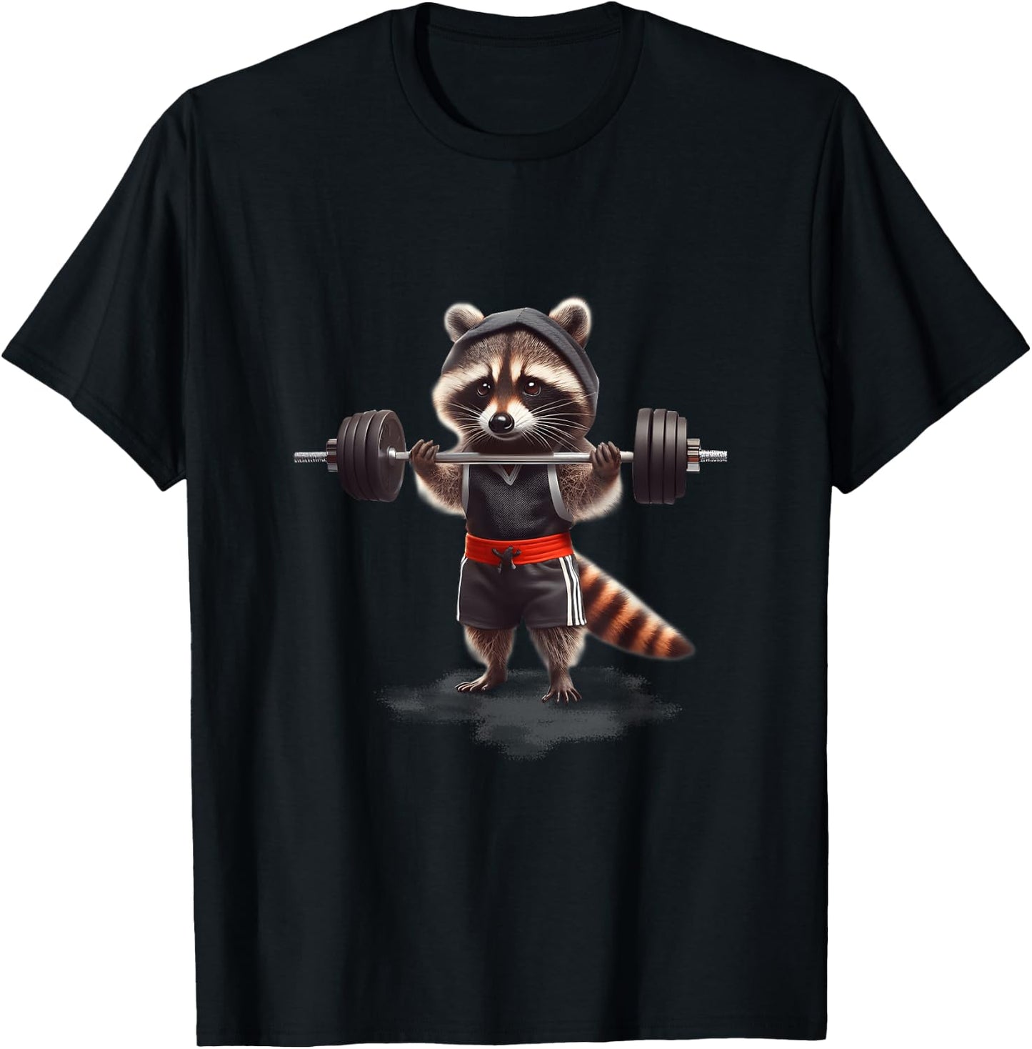 Weightlifting Ripped Raccoon Gym Workout Muscled Raccoon T-Shirt - T-Shirt | Black