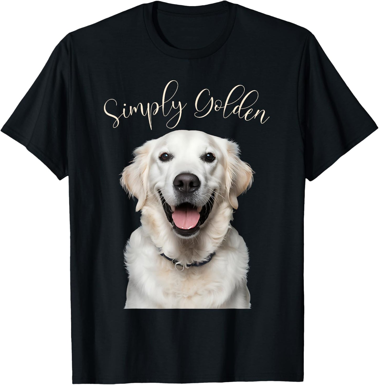 White English Cream Golden Retriever Cute 'Simply Golden' T-Shirt - T-Shirt | Black