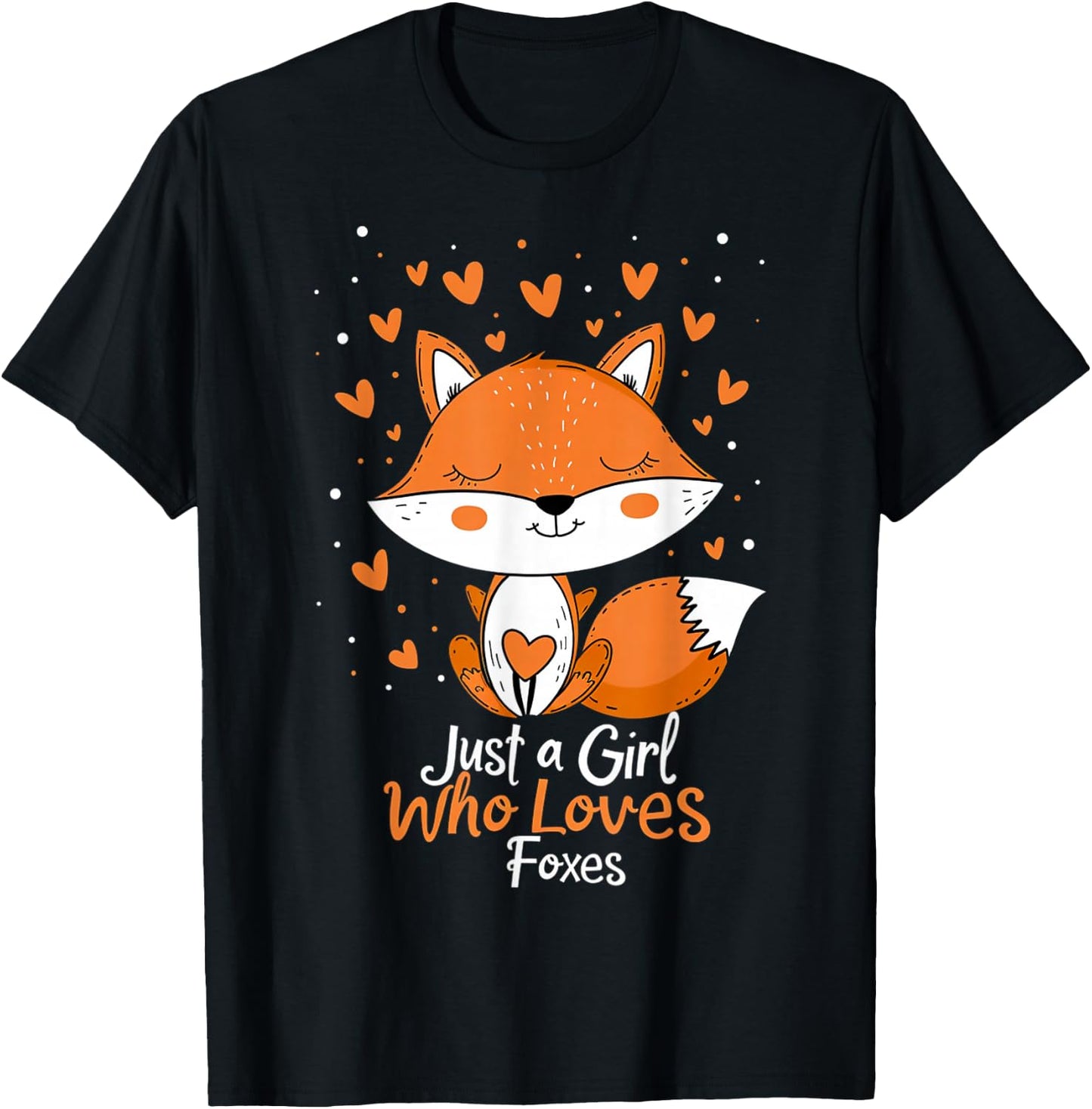 Just a Girl Who Loves Foxes girls women kids Cute Fox Gifts T-Shirt - T-Shirt | Black