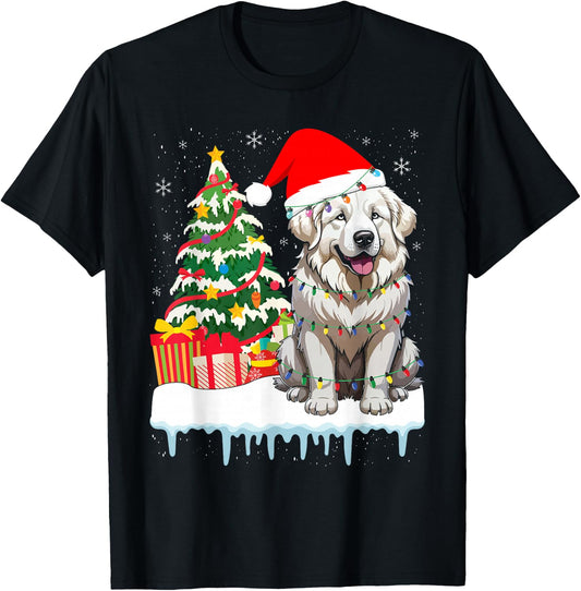 Great Pyrenees Christmas Lights Xmas Patou Pyrenean T-Shirt - T-Shirt | Black