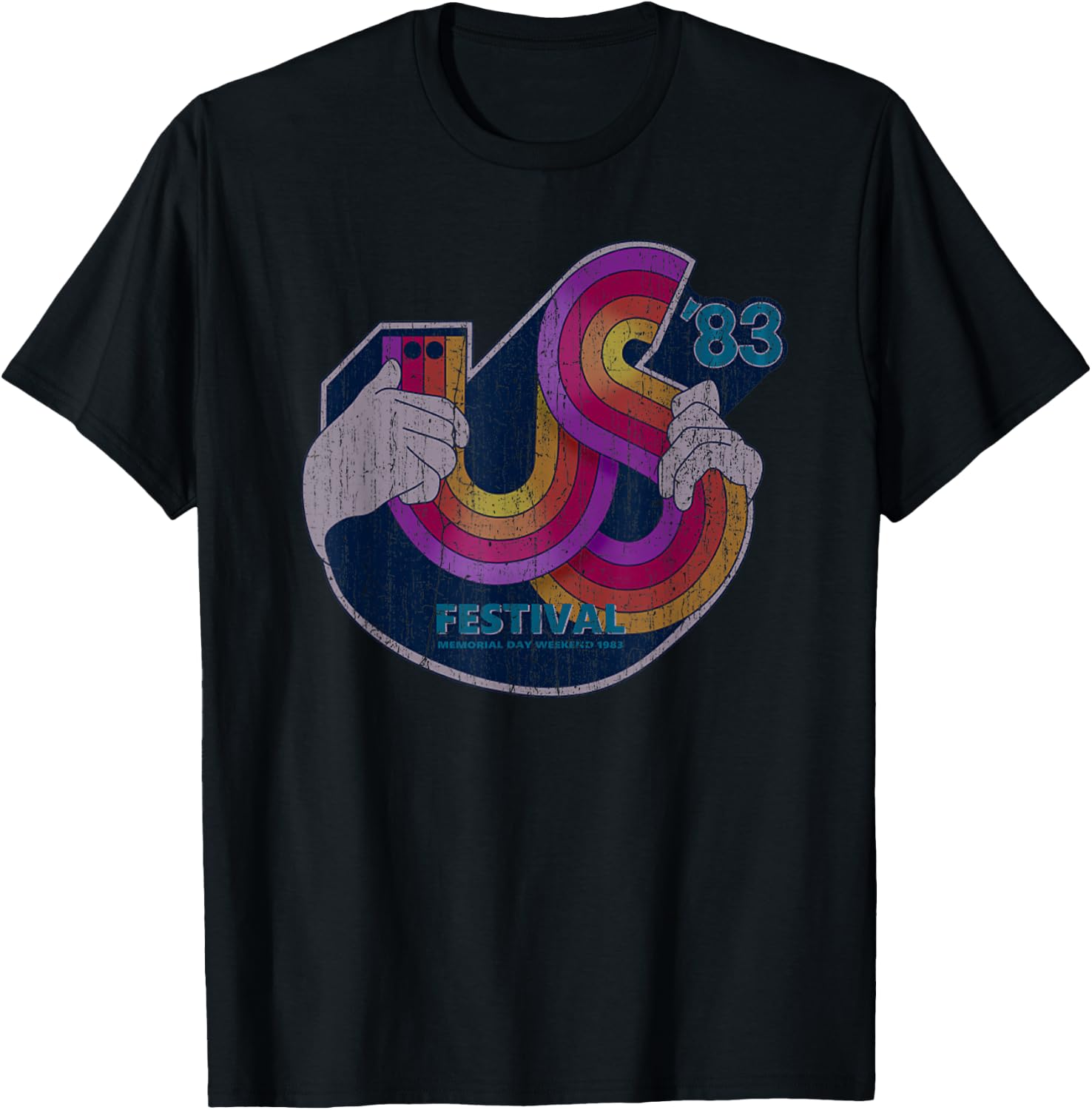 Retro Vintage US Festival 1983 Distressed Music Lover T-Shirt - T-Shirt | Black