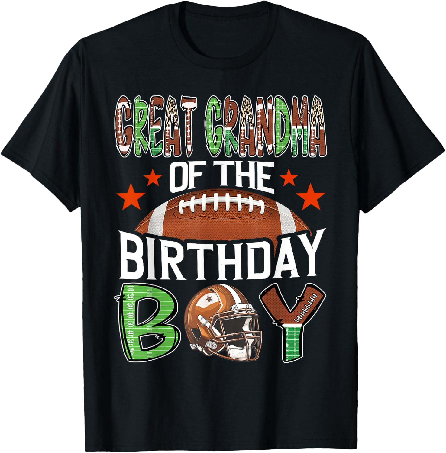 Great Grandma Of The Birthday Boy Game Day Football T-Shirt - T-Shirt | Black