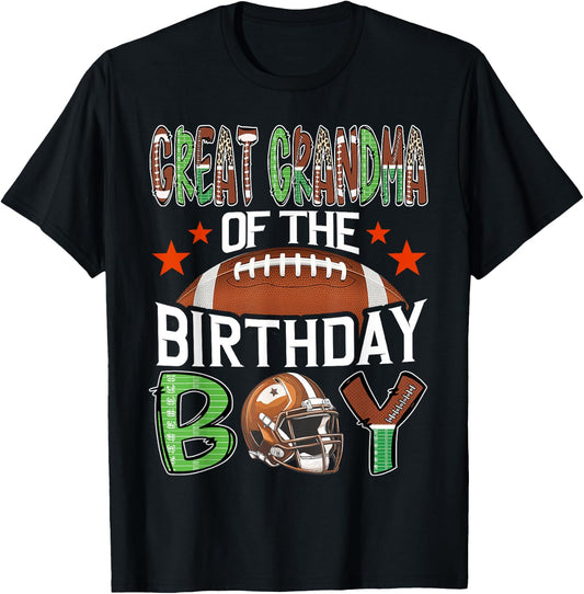 Great Grandma Of The Birthday Boy Game Day Football T-Shirt - T-Shirt | Black