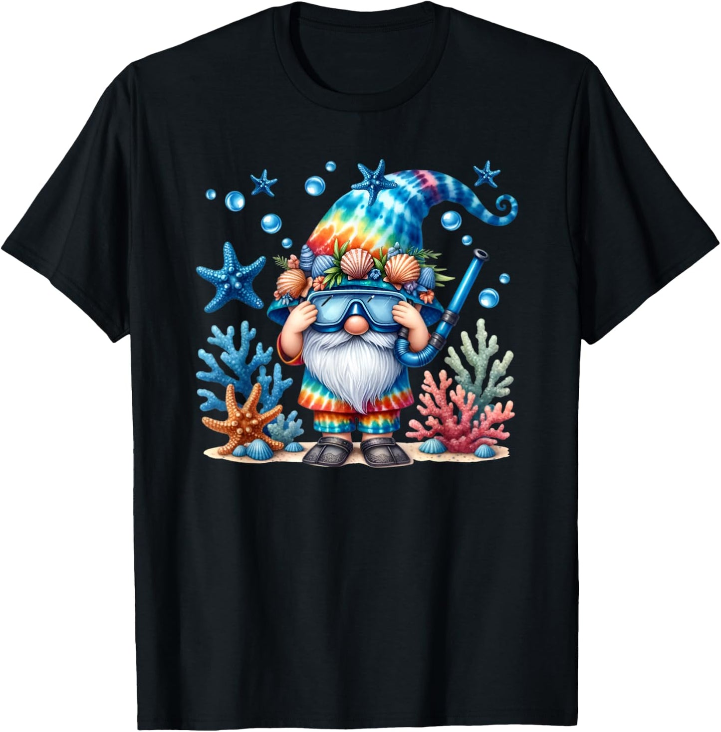 Scuba Diving Accessories Summer Gnome For Beach Vacation T-Shirt - T-Shirt | Black