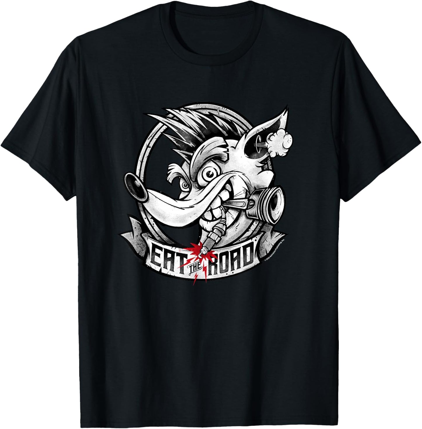 Crash Bandicoot Eat The Road Crash Vintage Big Chest Logo T-Shirt - T-Shirt | Black