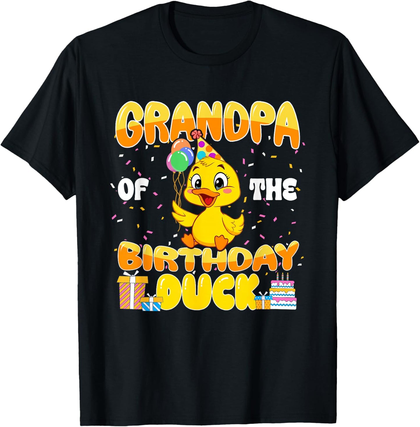 Grandpa of The Birthday Duck Boy Rubber Duck Bday Family T-Shirt - T-Shirt | Black