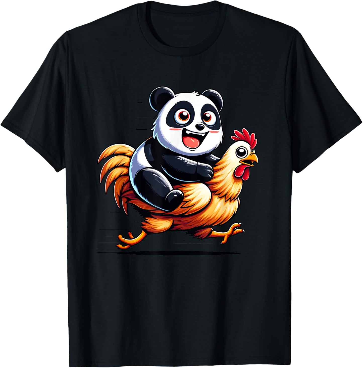 Funny Panda Chicken Rooster Animal Lovers Men Women Kids T-Shirt - T-Shirt | Black