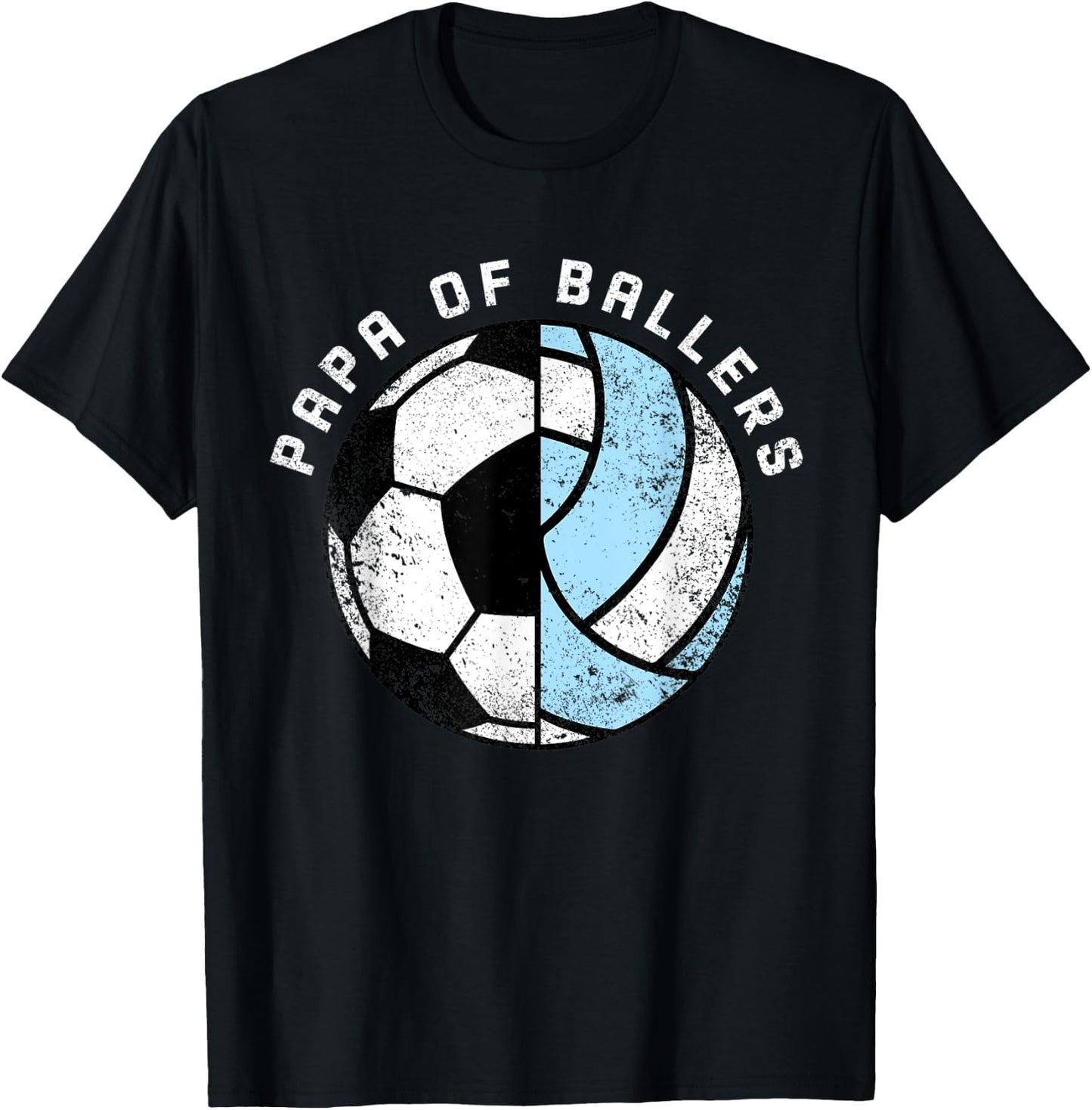 Papa Of Ballers Funny Soccer Volleyball Papa T-Shirt - T-Shirt | Black